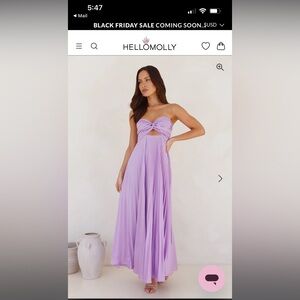 Purple Hello Molly Maxi dress. Size Small. Strapless. Never worn.